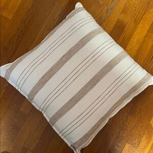 Striped Cream and Tan Throw Pillow. ONE PILLOW.artistic accents brand.
